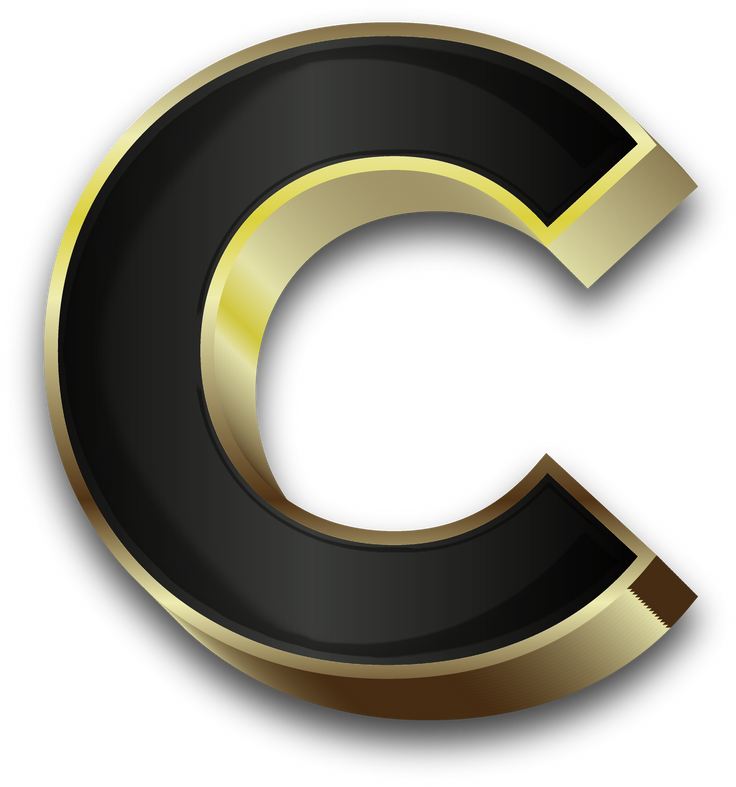 3D Elegant Black Alphabet Letter C