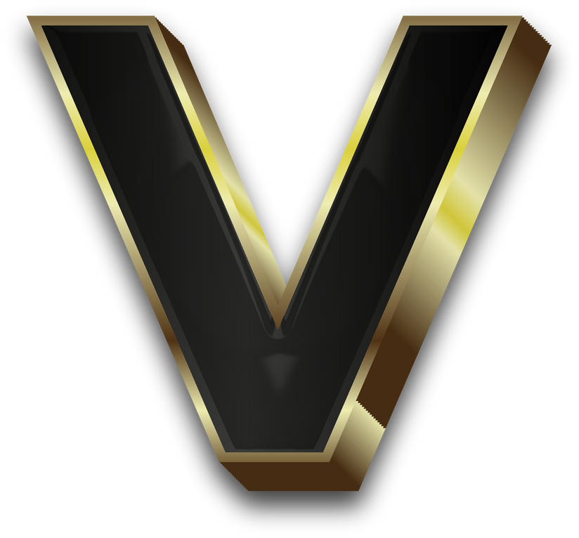 3D Elegant Black Alphabet Letter V